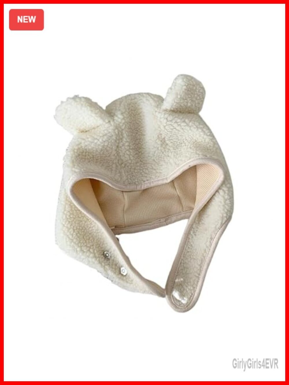 Fleece Beanie Hat with Magnetic Buckle Ear Projection Cute Bear Design